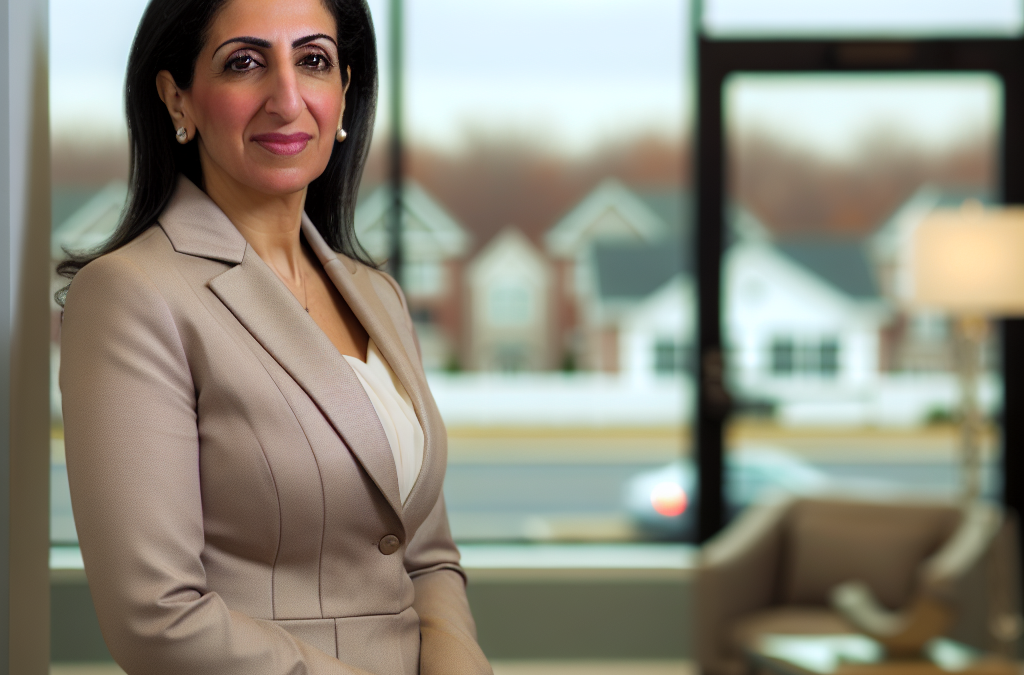 Entrepreneur in a modern New Jersey office reflecting on education and scholarship support