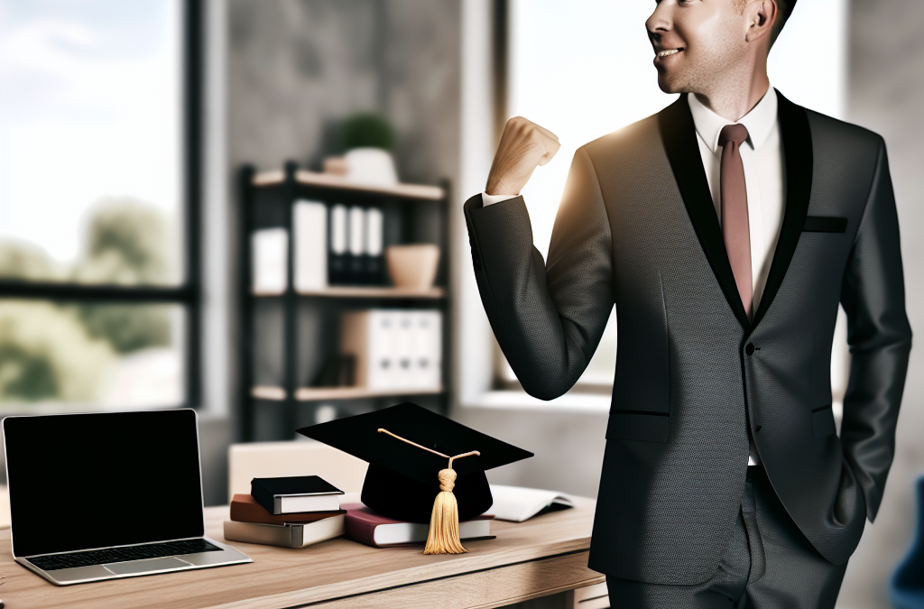 Professional business leader in a modern office representing motivation, education, and scholarship support in Morris County NJ