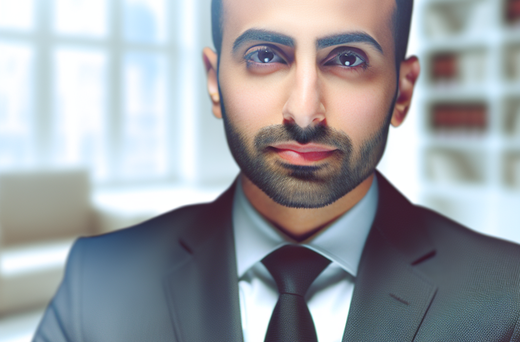 Professional businessman in a modern office representing motivation, education, and scholarship support in northern New Jersey